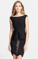 Thumbnail for your product : Herve Leger Off the Shoulder Peplum Top