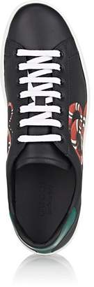 Gucci Men's Ace Kingsnake-Print Leather Sneakers - Black