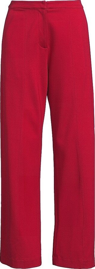 Women's LuxeStretch Stretch-Cotton Wide-Leg Pants - Scarlet Red - Size XS