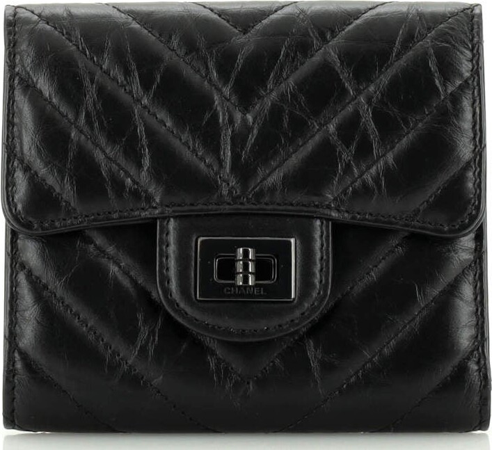 Chanel So Black Reissue Compact Wallet Chevron Aged Calfskin - ShopStyle