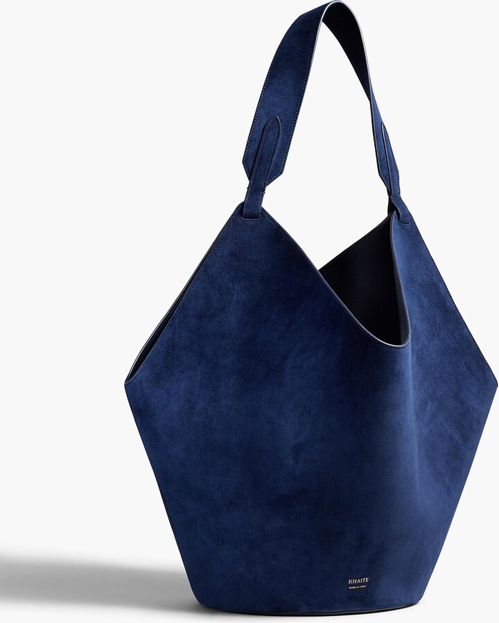 Medium Lotus Tote in Midnight Suede