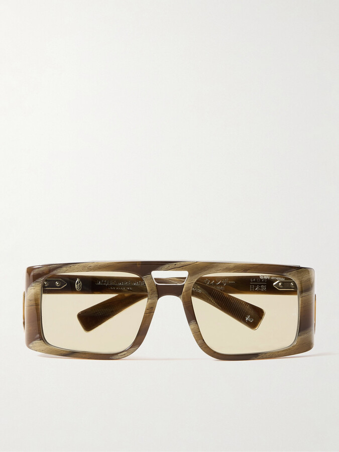 Jacques Marie Mage Decade Collection Windsor Square-Frame Tortoiseshell Acetate and Silver-Tone Sunglasses