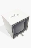 Thumbnail for your product : Skagen 'Gitte' Faceted Glass Bezel Metallic Leather Strap Watch, 38mm