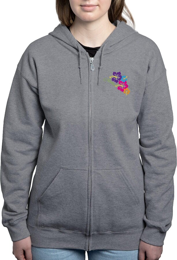 CafePress Aloha Flowers Women's Zip Hoodie Women's Zip-up Hooded Sweatshirt Graphite Gray
