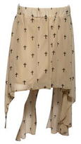 Thumbnail for your product : eVogues Apparel Plus Size Cross Print Hi-Lo Skirt Ivory