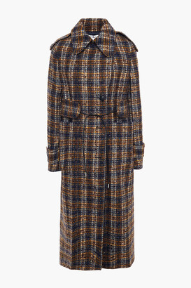 Victoria Beckham Double-breasted Checked Bouclé-tweed Trench Coat