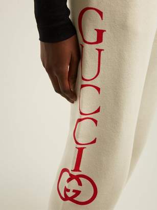 Gucci Logo Mid Rise Cotton Track Pants - Womens - Ivory Multi