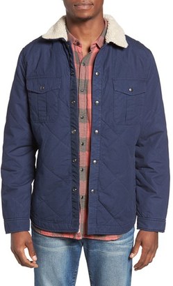 Lucky Brand Men's Quilted Shirt Jacket With Faux Shearling Collar