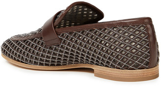 Brunello Cucinelli Bead-embellished Laser-cut Leather Loafers