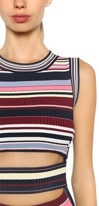 Sportmax Striped Viscose Knit Midi Dress