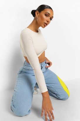 boohoo Double Slinky Lace Up Back Crop Top