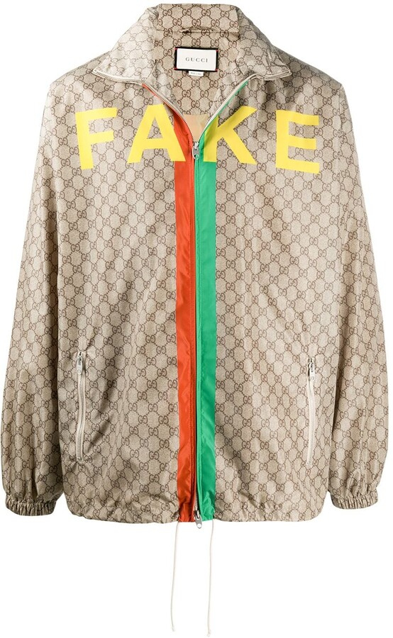 Gucci GG Supreme canvas 'Not Fake'-print jacket - ShopStyle