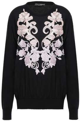 Dolce & Gabbana Lace-appliqued Cashmere Sweater