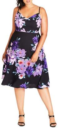 City Chic Summer Fling Floral Print Midi Dress