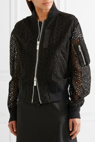 Thumbnail for your product : Sacai Shell-trimmed Broderie Anglaise Cotton Bomber Jacket - Black