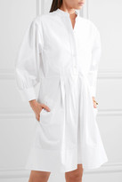 Thumbnail for your product : Chloé Pleated Cotton-poplin Dress - White