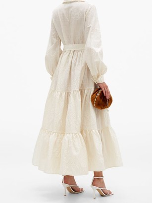 Taller Marmo Capri Belted Textured Silk-blend Shirt Dress - White