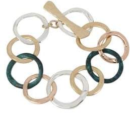 Robert Lee Morris Hearts Tri-Tone Circle Link Bracelet