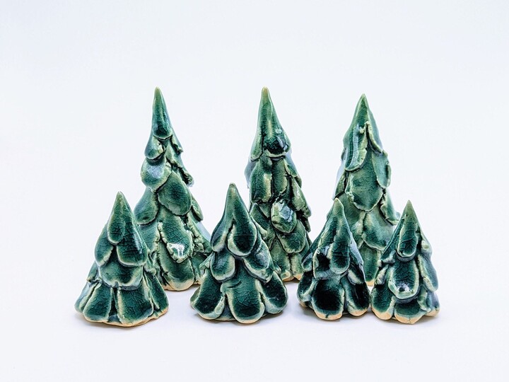 Mini Clay Tree, Small Holiday Trees, Evergreen Christmas Miniature Dollhouse Pottery, Ring Holder, Fairy Little Garden Tree