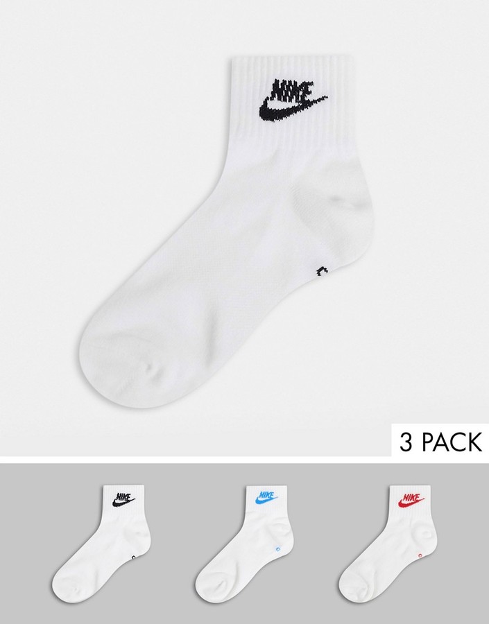 Nike Everyday Essentials 3-pack socks in white with color logos - ShopStyle