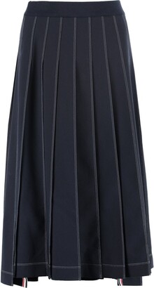 Thom Browne Logo Label Midi Pleated Skirt