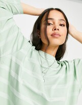 Thumbnail for your product : ASOS DESIGN oversized T-shirt dress in tonal sage stripe