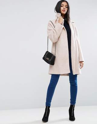 ASOS Oversized Cocoon Coat with Funnel Neck in wool Mix and Boucle Texture
