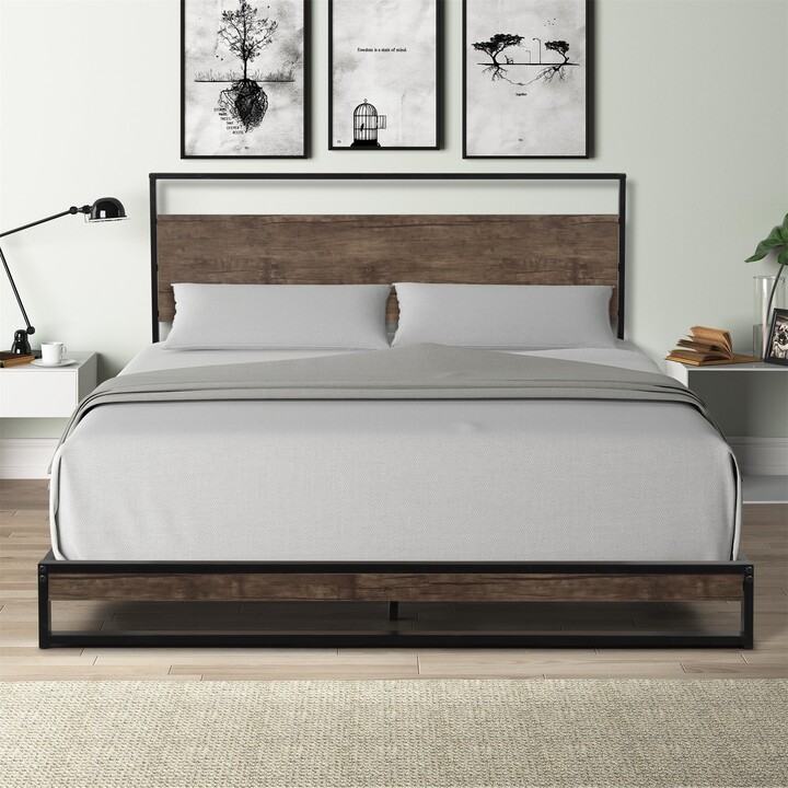 Slatted Bed Frame The World S, Angeland Monaco Queen Metal Bed Frame With Wooden Slats