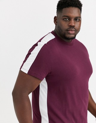 ASOS DESIGN Plus t-shirt with side panel stripe in burgundy