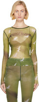 Thumbnail for your product : PRISCAVera Green Mesh Birds Long Sleeve T-Shirt