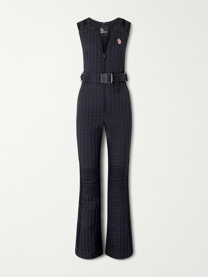 MONCLER GRENOBLE Belted Appliquéd Quilted Down Ski Suit - Black