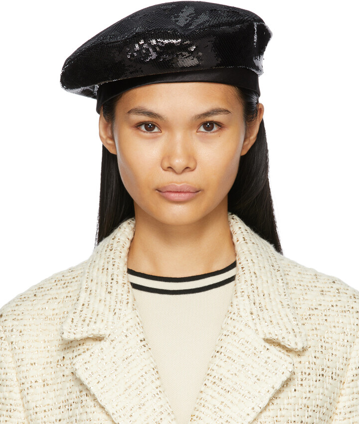 Gucci Black Sequin Glitter Beret - ShopStyle Hats