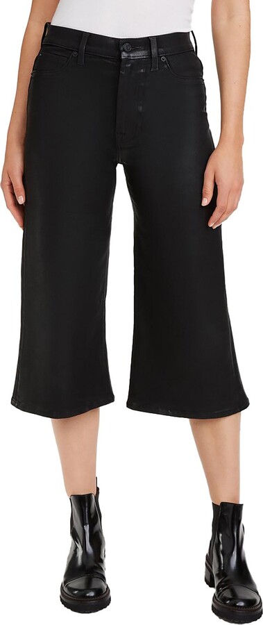 7 For All Mankind Alexa Culotte Womens Capri Coated Flare Jeans