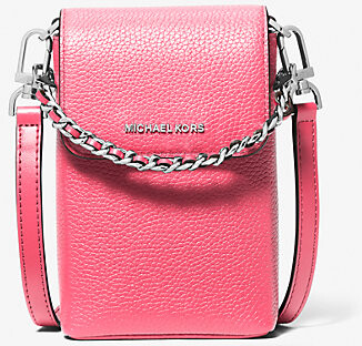 Michael Kors, Bags, Nwot Michael Kors Pebbled Learher Small Phone Wallet  Crossbody Pink Grapefruit