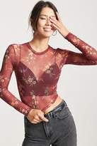 Thumbnail for your product : Forever 21 Sheer Mesh Floral Crop Top