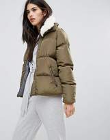 Thumbnail for your product : Missguided Khaki Padded Faux Shearling Collar Bomber Jacket
