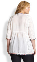 Thumbnail for your product : Johnny Was Johnny Was, Sizes 14-24 Petals Embroidered Blouse