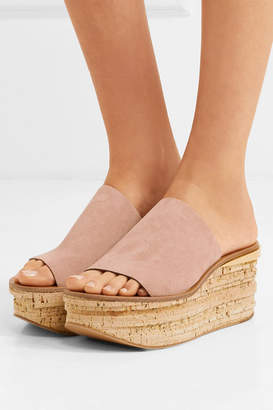 Chloé Camille Suede Wedge Sandals - Neutral