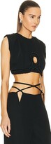 Thumbnail for your product : Johanna Ortiz Keyhole Crop Top in Black