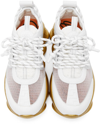 Versace White & Gold Chain Reaction Sneakers
