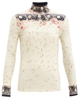 Thumbnail for your product : Paco Rabanne High-neck Floral-print Jersey Top - Navy Multi