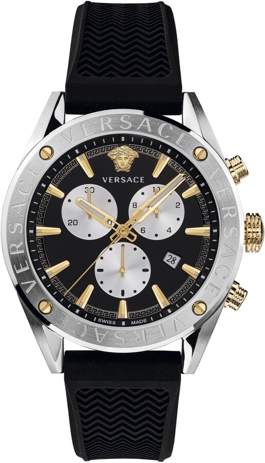 Versace Chrono Silicone Strap Watch, 44mm - ShopStyle