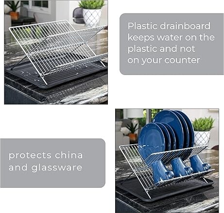 Smart Design Folding Dish Drainer Rack