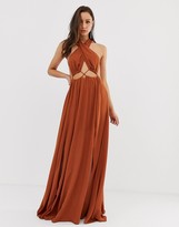 Thumbnail for your product : Asos Tall ASOS DESGIN Tall maxi dress with cross neck and cut out waist detail