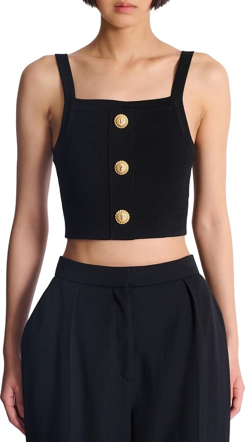 Balmain Knit Bralette Top with Buttons