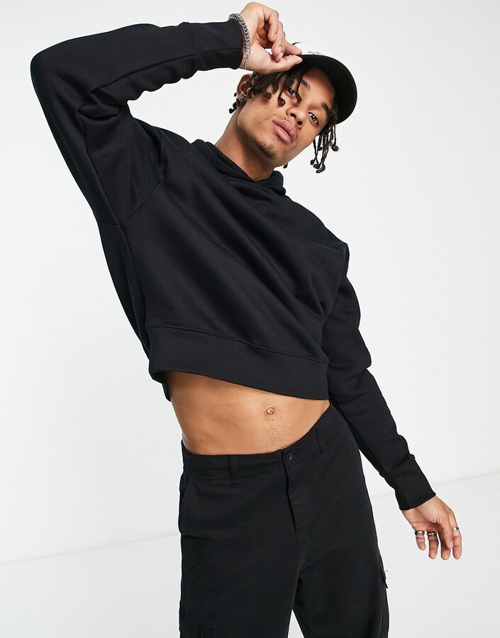 ASOS DESIGN heavyweight oversized cropped hoodie in black - ShopStyle