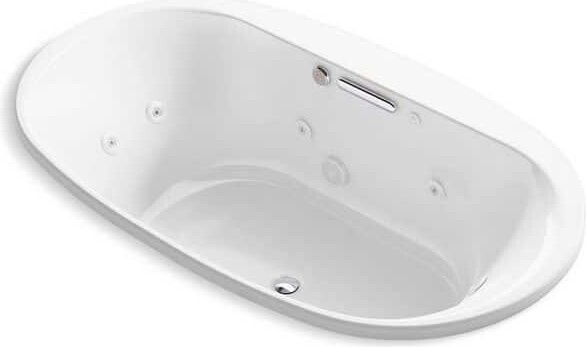 Underscore 72 in. x 42 in. Oval Whirlpool Bathtub with Center Drain in White