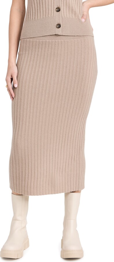 James Perse Wide Rib Cashmere Pencil Skirt