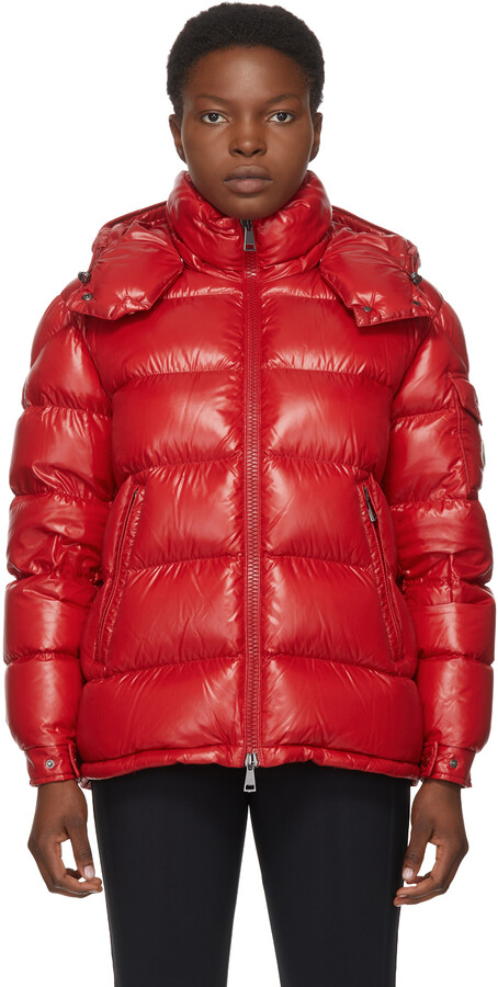 Moncler Red Down Maire Coat - ShopStyle
