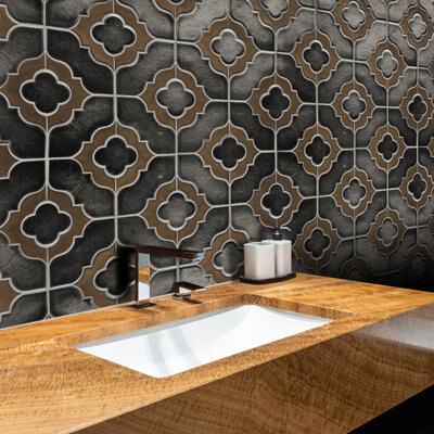 Tile & Top Floral Pattern Metallic 6-In X 11-In Porcelain Mosaic Wall Tile(0.48-Sq. Ft/ Piece)